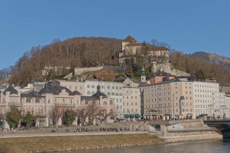 Photo for SALZBURG, AUSTRIA, FEBRUARY 22, 2020: View of city center on sunny winter day. - Royalty Free Image