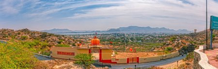 Photo for AJMER, INDIA - MARCH 3 2018: Hindu temple at Mangalavaripeta Rajamahendravaram at the Pearl hill panoramic viewpoint above the city. - Royalty Free Image