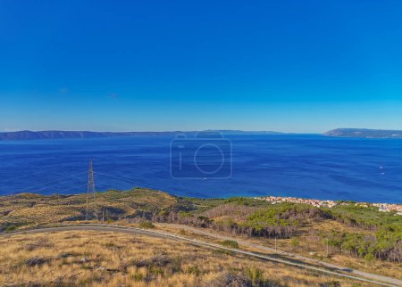 Photo for Small road of Biokovo mountain landscape on a sunny day. Nature Park in Croatia - Royalty Free Image