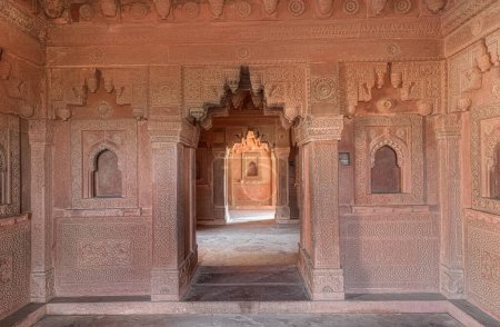 Photo for FATEHPUR SIKRI, INDIA - MARCH 4 2018: Temple interior at historical remains of Panch Mahal in Uttar Pradesh. - Royalty Free Image