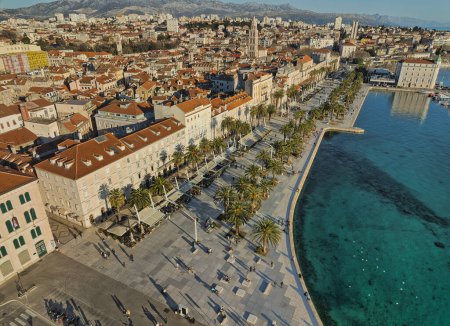 Photo for SPLIT, CROATIA - January 16 2022: Aerial panoramic view of the old historic city. - Royalty Free Image