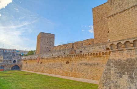 Photo for BARI, ITALY - September 26, 2019 Swabian castle or Castello Svevo, a medieval landmark of Apulia in the city center. - Royalty Free Image
