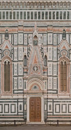 Photo for Entrance door of the Duomo Cathedral of Santa Maria del Fiore by night in Florence Italy. - Royalty Free Image