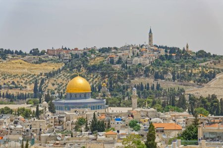 Photo for JERUSALEM, ISRAEL - MAY 18, 2016: Temple Mount panorama with Dome of the Rock and Al-Aqsa Mosque. - Royalty Free Image