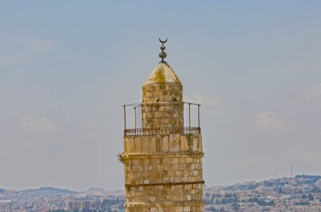 Photo for Ottoman minaret top in Tower of David located near the Jaffa Gate entrance to western edge of the Old City Jerusalem, Israel. - Royalty Free Image