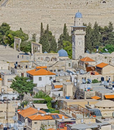 Téléchargez les photos : Mosquée Al Aqsa avec toits de la vieille ville Jérusalem Israël - en image libre de droit
