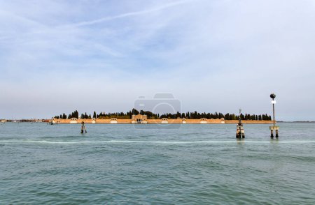 Photo for Panoramic view of the San Michele cemetery from the Venetian coastline, capturing the tranquil beauty of the island. - Royalty Free Image