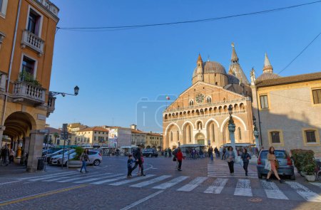 Photo for PADUA, ITALY - APRIL 01 2023: People passing in front of Basilica of Saint Anthony at Piazza del Santo. - Royalty Free Image