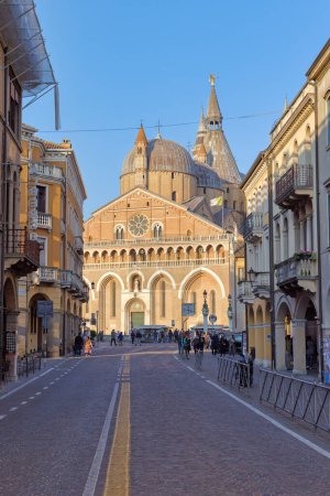 Photo for PADUA, ITALY - APRIL 03 2023: People passing in front of Basilica of Saint Anthony at Piazza del Santo. - Royalty Free Image