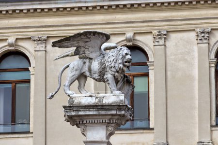 Photo for View of the lion statue, a symbol of the Venetian Republic, atop a pillar in Padua Italy. - Royalty Free Image