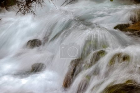 Photo for Ethereal mist rises from the Plava Voda spring in a captivating long exposure shot. - Royalty Free Image