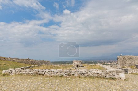 Photo for Detail view of the Rosafa medieval fortress plateau with a well in Shkoder, Albania. - Royalty Free Image