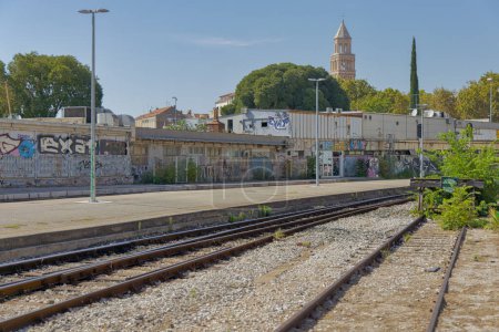 Photo for SPLIT, CROATIA - August 15 2022: Main Railway station by the Ferry port. - Royalty Free Image