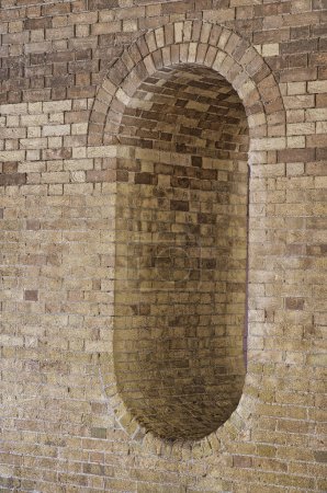 Photo for The architectural detail of a brick archway within the Old Fortress of Corfu, displaying the Venetian influence in the fortresss construction. - Royalty Free Image