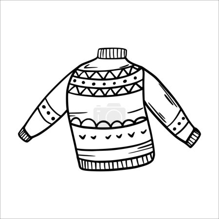Illustration for Sweater. Warm winter clothes. Vector illustration in sketch style. Knitted sweater. - Royalty Free Image