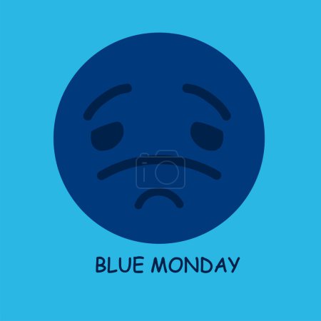 Illustration for Blue Monday face illustration design art and symbol design - Royalty Free Image