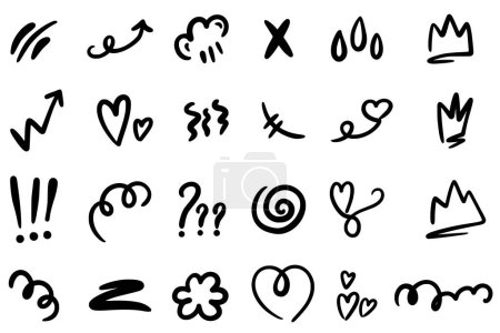 Kleckse. Zeichen und Symbole. Verschnaufpausen. Doodle. Handzeichnung.