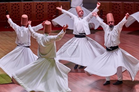Photo for Dervish spirituality traditional ceremony in Mevlana culture center. Konya, Turkey - Royalty Free Image