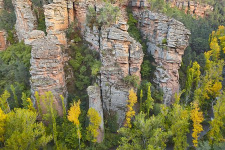 Téléchargez les photos : Paysage du canyon fluvial en automne. Hoces del Tajo, Guadalajara - en image libre de droit