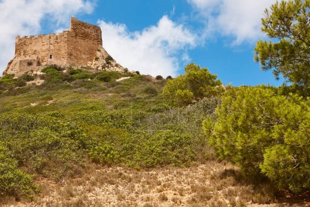 Photo for Mediterranean coast in Cabrera island. Castle fortification. Spain - Royalty Free Image