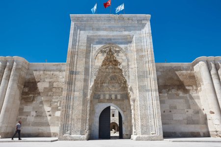 Photo for Caravanserai door and arcade facade in Sultanhani. Silk road. Turkey - Royalty Free Image