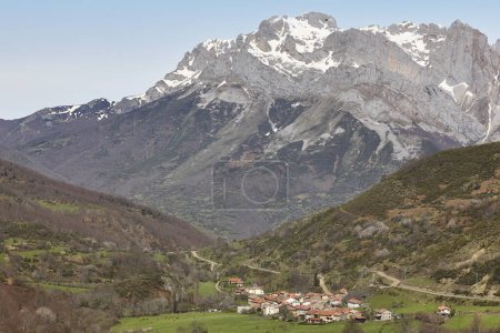 Photo for Green valley mountain landscape. Santa Maria Valdeon. Castilla Leon, Spain - Royalty Free Image