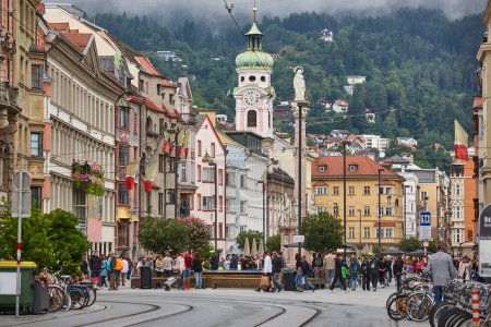 Photo for Picturesque multicolored buildings in Innsbruck city center. Altstadt. Austria - Royalty Free Image