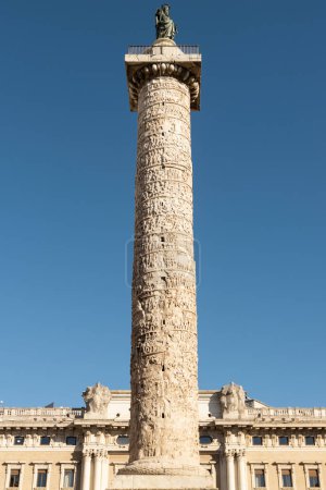 Marco Aurelio column stone relief at Piazza Colonna. Rome 