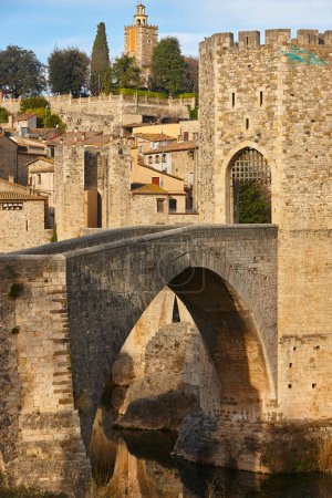Photo for Medieval village of Besalu. Stone bridge. Emporda. Girona, Spain - Royalty Free Image