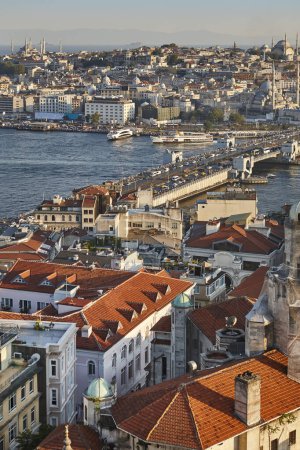 Photo for Istanbul city center. Sultanahmet neighborhood and golden horn strait. Turkey - Royalty Free Image