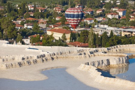 Photo for Pamukkale white mineral limestone natural pools. Geology landmark in Turkey - Royalty Free Image