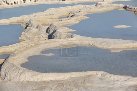 Photo for Pamukkale white mineral limestone natural pool. Geology landmark in Turkey - Royalty Free Image