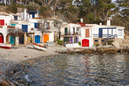 Photo for Picturesque colorful mediterranean shoreline in Girona. Salguer cove. Catalonia, Spain - Royalty Free Image
