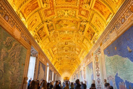 Photo for Vatican gallery of maps interior. Decorated ceiling. Rome, Italy - Royalty Free Image