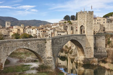 Photo for Medieval village of Besalu. Stone bridge. Emporda. Girona, Spain - Royalty Free Image