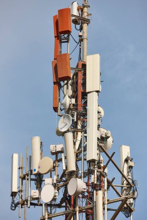 Mobile phone antenna. Internet communication. Telecommunication transmitter. Technology