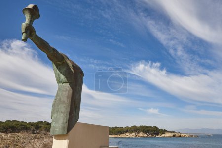 Photo for Olympic torch memorial in LEscala, Girona. Catalonia, Mediterranean coast, Spain - Royalty Free Image