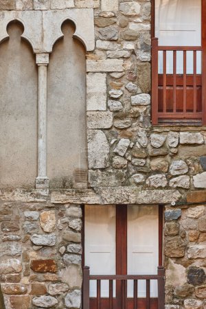 Medieval village of Besalu. Stone facade. Emporda. Girona, Spain