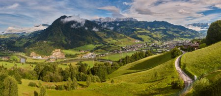 Panoramic view of Sankt Johann im Pongau valley. Austria landscape