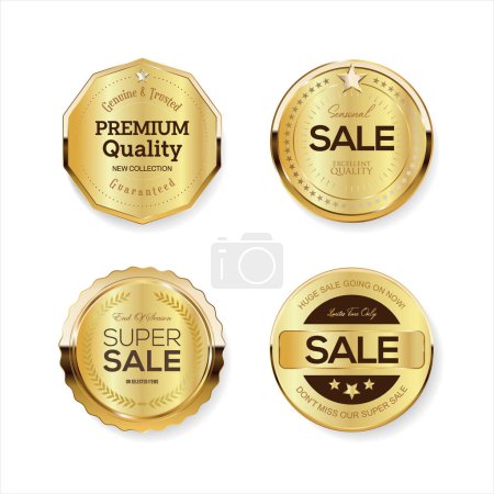 Ilustración de Placas y etiquetas doradas premium de lujo - Imagen libre de derechos