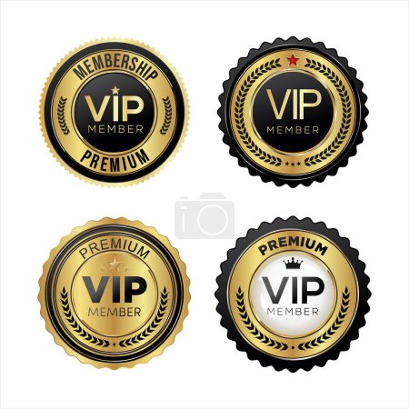Illustration for Vip premium membership golden badge - Royalty Free Image
