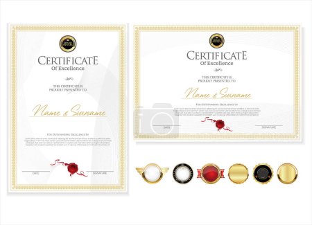 Ilustración de Certificado o diploma retro diseño vintage vector - Imagen libre de derechos
