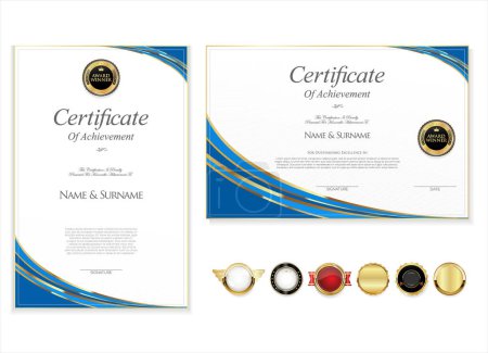 Ilustración de Certificado o diploma retro diseño vintage vector - Imagen libre de derechos