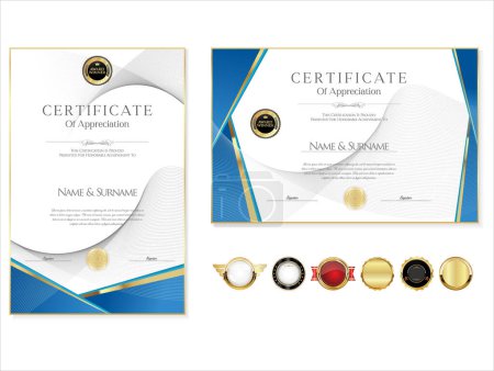 Ilustración de Elegante certificado o diploma de diseño retro vintage - Imagen libre de derechos