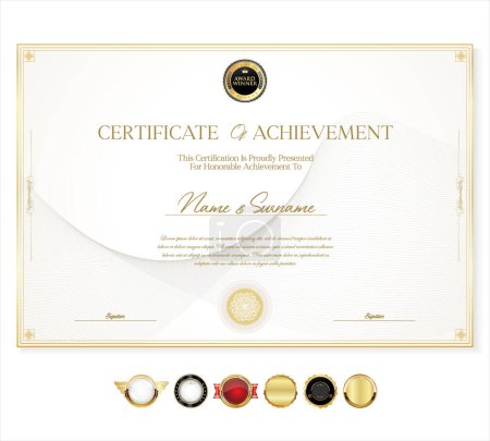 Ilustración de Elegante certificado o diploma de diseño retro vintage - Imagen libre de derechos