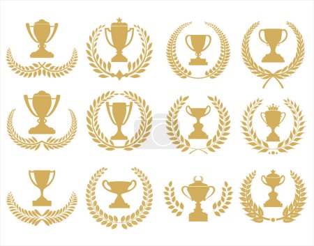 Illustration for Award cups and trophy icons vector collection - Royalty Free Image