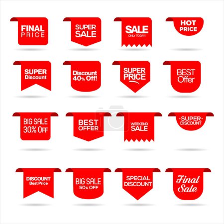 Ilustración de Sale Stickers shop product tags labels or sale discount banners vector  templates - Imagen libre de derechos