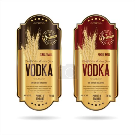 Ilustración de Labels for vodka with wheat vector stock illustration - Imagen libre de derechos