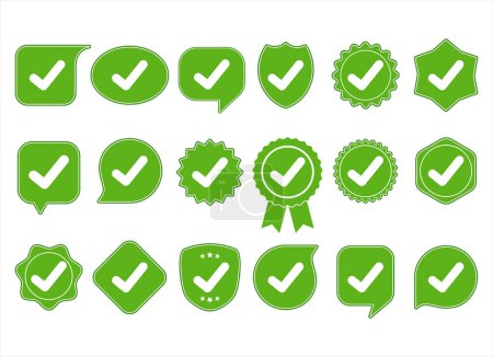 Illustration for Set of check mark badge icons vector illustration - Royalty Free Image