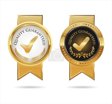 Illustration for Quality Guaranteed Seal With Check Mark vector illustration - Royalty Free Image